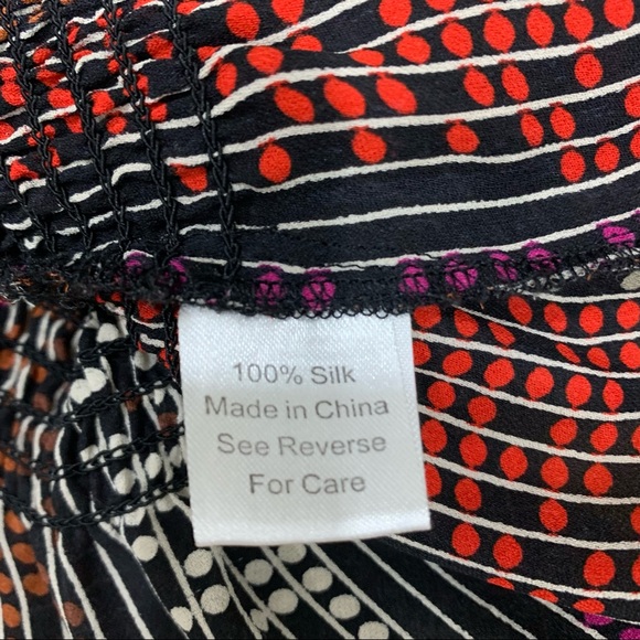 Parker 100% Silk Polka Dot Batwing Blouson Top Women’s Blouse - Picture 5 of 5